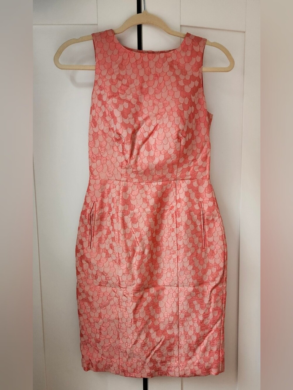 Brocade Coral Sheath Dress